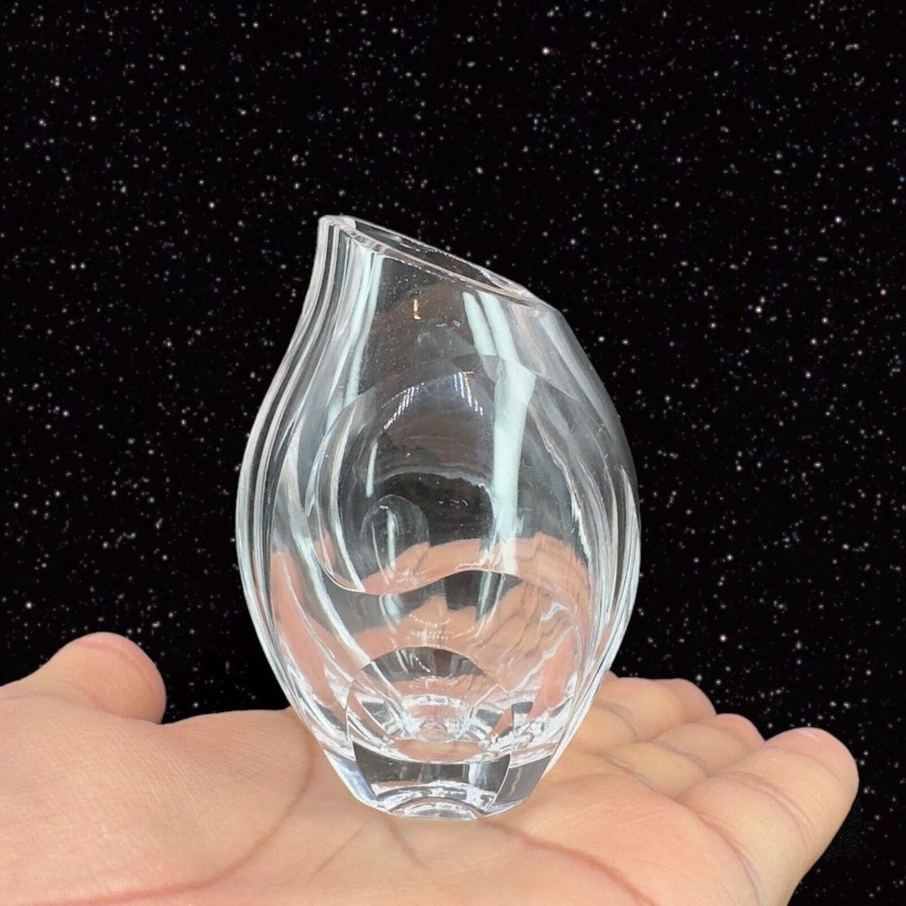 Clear‎ Faceted Art Glass Vase Miniature Bud Vase 3"T 1.25"Wide Crystal Glass